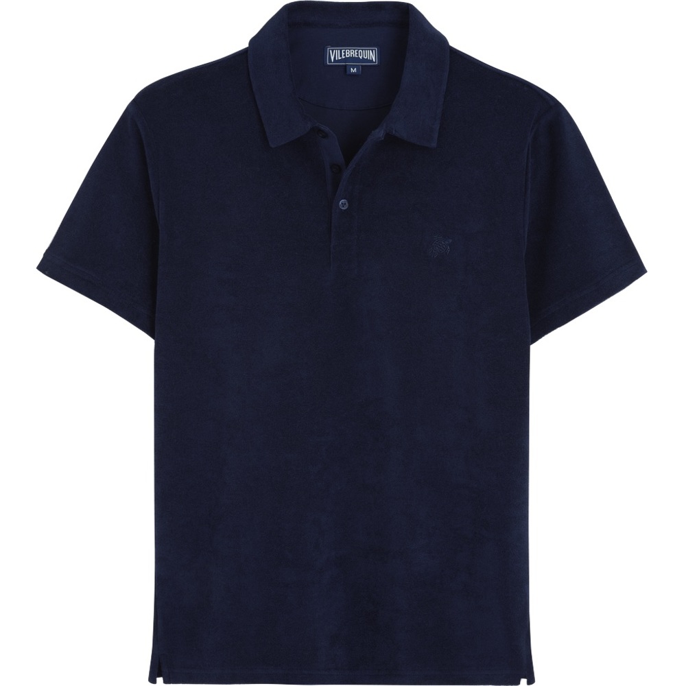 Vilebrequin  “Phoenix” Men Jacquard Terry Polo Solid NAVY BLUE XXL NWT